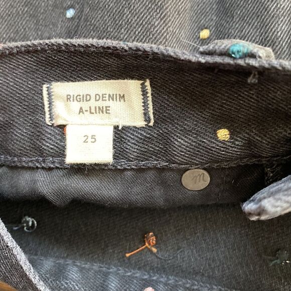 NWT Madewell Black Mini Jean Skirt with Dots - Size 25 - Picture 10 of 16